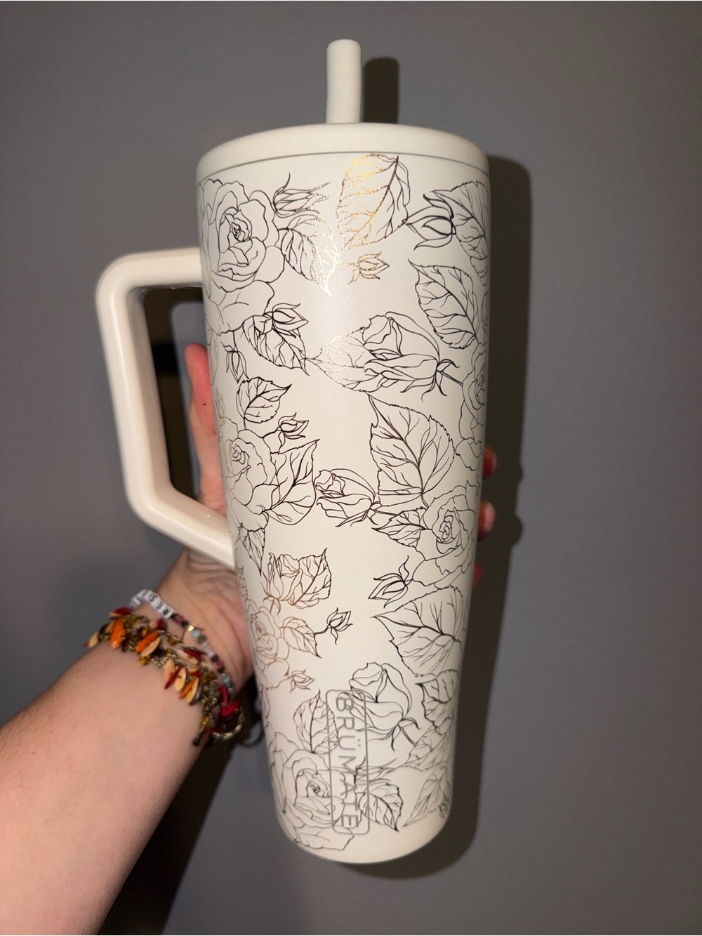 Cream Floral BrüMate 40oz